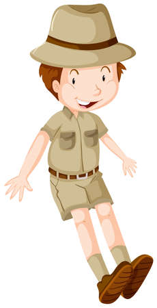 Boy in safari suit illustrationのイラスト素材