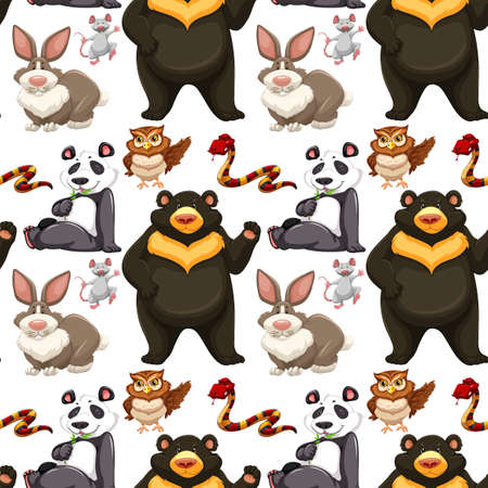 Seamless background with cute animals illustrationのイラスト素材
