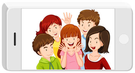 Picture of people in the cellphone illustrationのイラスト素材