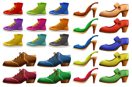 Different designs of shoes illustrationのイラスト素材