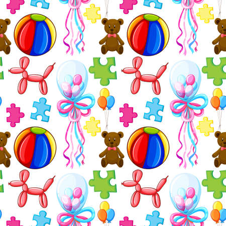 Seamless background with balloons and teddy bear illustrationのイラスト素材