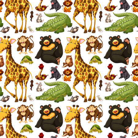 Seamless background with wild animals illustration
