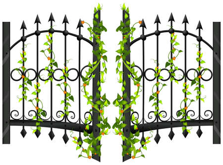 Fence design with vine and flower illustrationのイラスト素材
