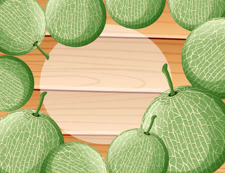 Frame design with fresh melons illustrationのイラスト素材