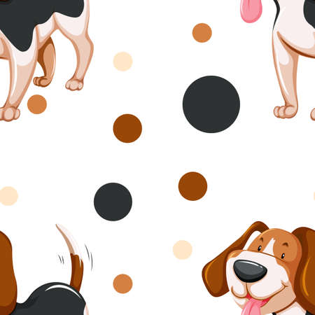 Seamless background with cute dog illustrationのイラスト素材