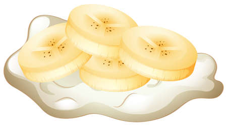Fresh cream with banana slices illustrationのイラスト素材