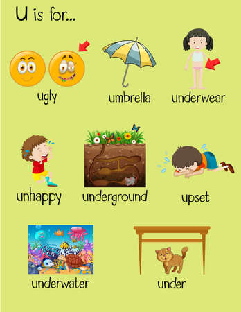 Many words begin with letter U illustrationのイラスト素材