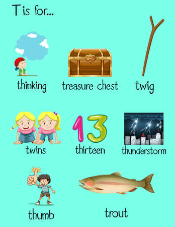 Many words begin with letter T illustrationのイラスト素材