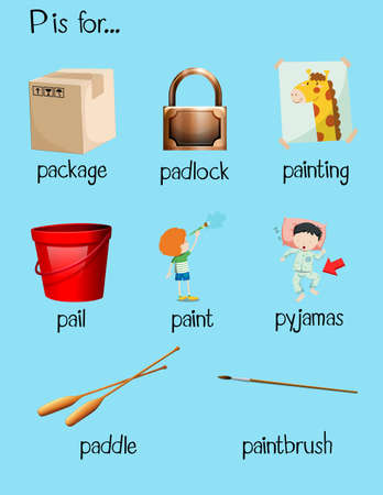 Many words begin with letter P illustrationのイラスト素材