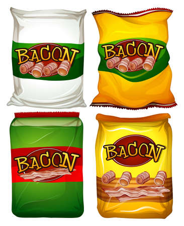 Four bags of bacon illustrationのイラスト素材