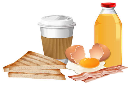 Breakfast set with break and juice illustrationのイラスト素材