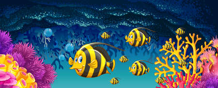 Fish swimming under the ocean illustrationのイラスト素材