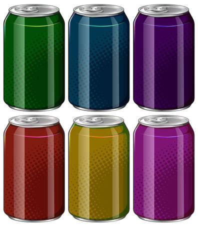 Aluminum cans in six different colors illustrationのイラスト素材