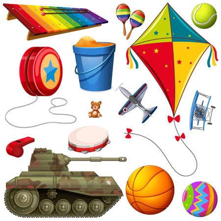 Set of different colorful toys illustrationのイラスト素材