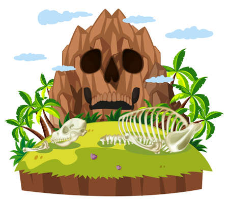 Animal skull on island illustrationのイラスト素材