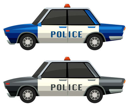 Police cars in two different colors illustrationのイラスト素材