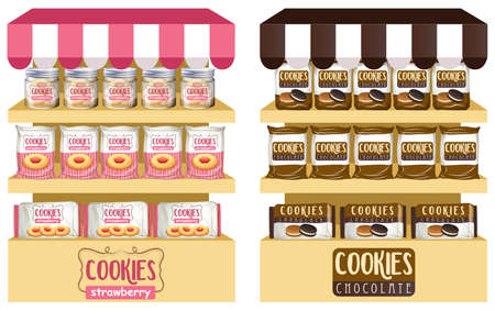 Cookies in bags and jars illustrationのイラスト素材