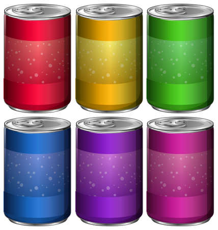 Aluminum cans in six different colors illustrationのイラスト素材