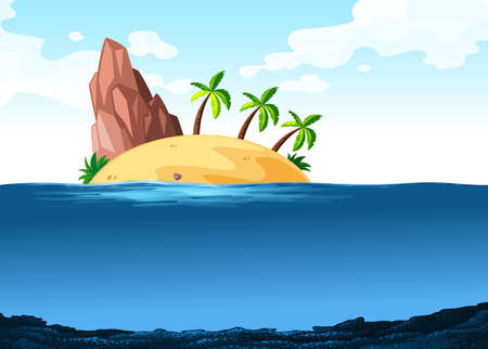 Scene with island on the ocean illustrationのイラスト素材