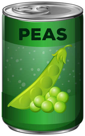 Peas in green can illustrationのイラスト素材