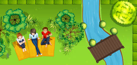 People hanging out in the park illustrationのイラスト素材