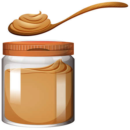 Peanut butter in plastic jar illustrationのイラスト素材