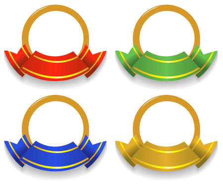 Label design with colorful ribbons illustrationのイラスト素材