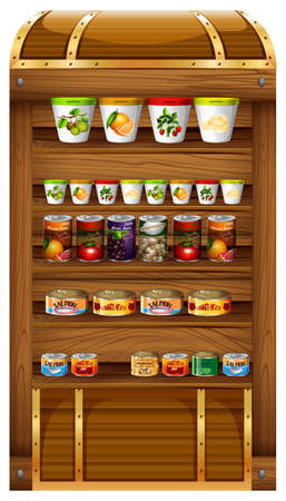 Shelves full of canned food illustrationのイラスト素材