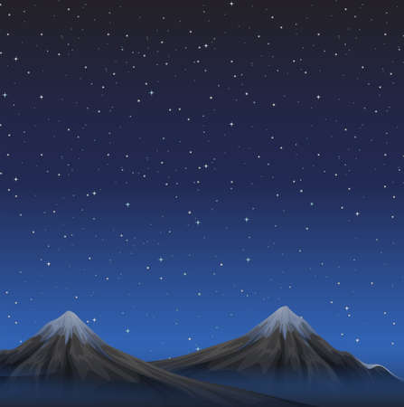 Scene with mountains at night illustrationのイラスト素材