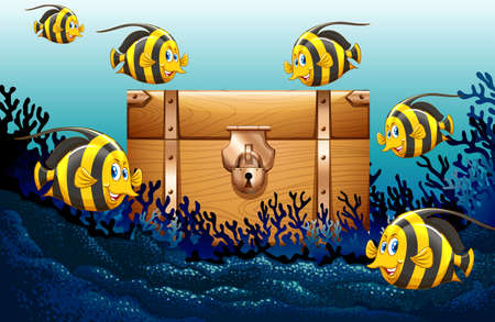 Fish swimming under the ocean illustrationのイラスト素材