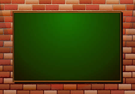 Blackboard on the brick wall illustrationのイラスト素材