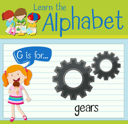Flashcard letter G is for gears illustrationのイラスト素材