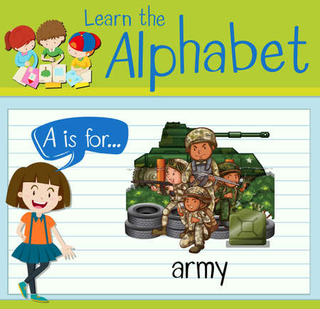 Flashcard letter A is for army illustrationのイラスト素材