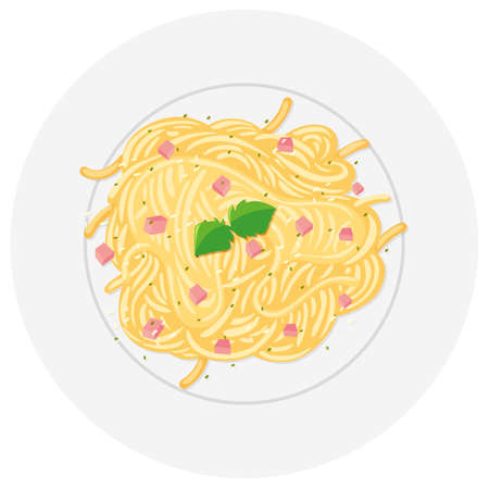 Spaghetti on the plate illustrationのイラスト素材