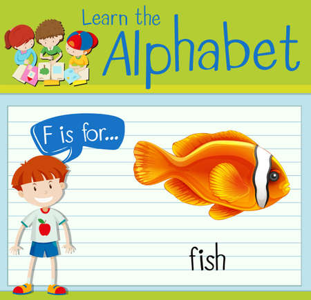 Flashcard letter F is for fish illustrationのイラスト素材