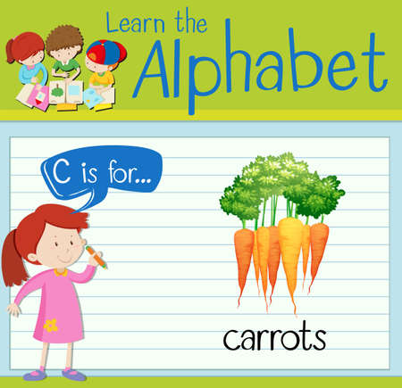 Flashcard letter C is for carrots illustrationのイラスト素材