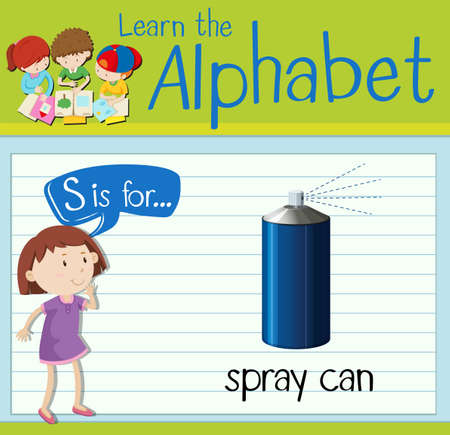 Flashcard letter S is for spray can illustrationのイラスト素材
