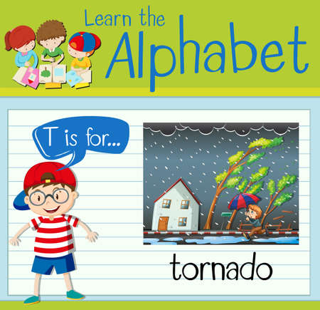 Flashcard letter T is for tornado illustrationのイラスト素材