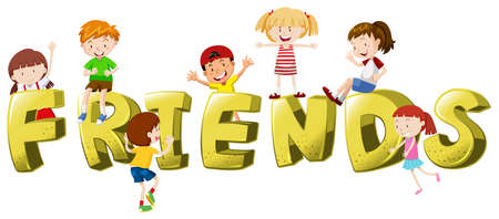 Font design for word friends illustrationのイラスト素材