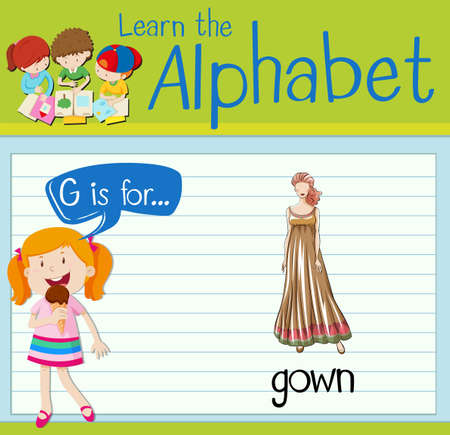 Flashcard letter G is for gown illustrationのイラスト素材