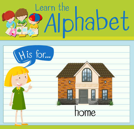Flashcard letter H is for home illustrationのイラスト素材