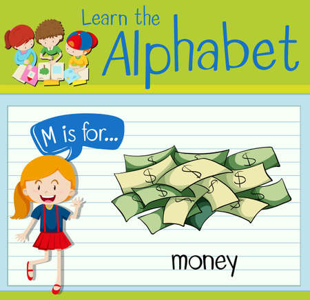 Flashcard letter M is for money illustrationのイラスト素材