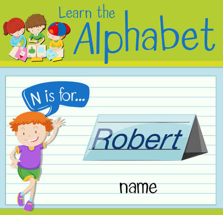Flashcard letter N is for name illustrationのイラスト素材