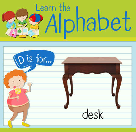 Flashcard letter D is for desk illustrationのイラスト素材