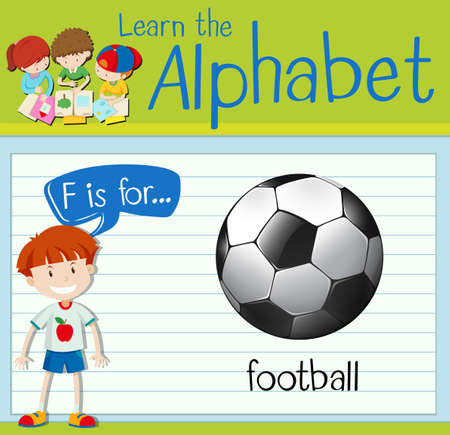 Flashcard letter F is for football illustrationのイラスト素材