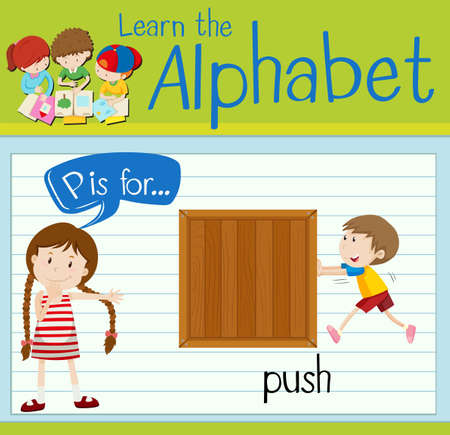 Flashcard letter P is for push illustrationのイラスト素材
