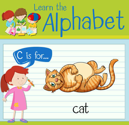 Flashcard letter C is for cat illustrationのイラスト素材