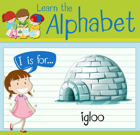 Flashcard letter I is for igloo illustrationのイラスト素材