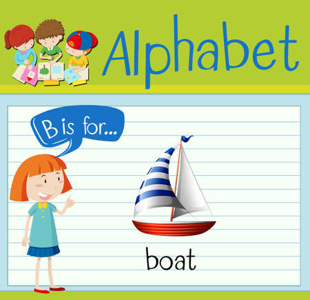Flashcard letter B is for boat illustrationのイラスト素材