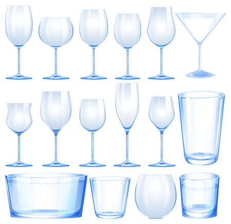 Set of wine glasses and cups illustrationのイラスト素材